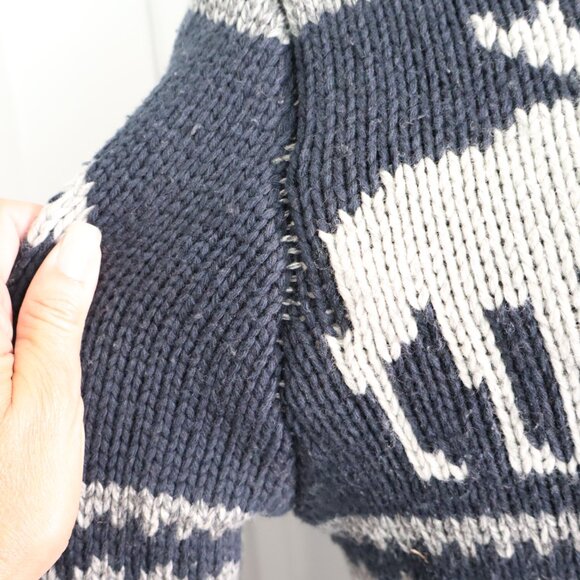 Abercrombie & Fitch full zip knit sweater Fair Isle and moose motif Size Med - Picture 11 of 13